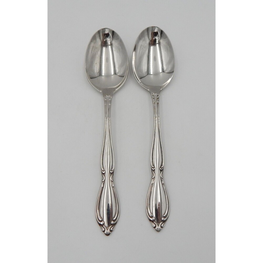 Oneida Strathmore Stainless Soup Spoons Deluxe Glossy Flatware Set of 2